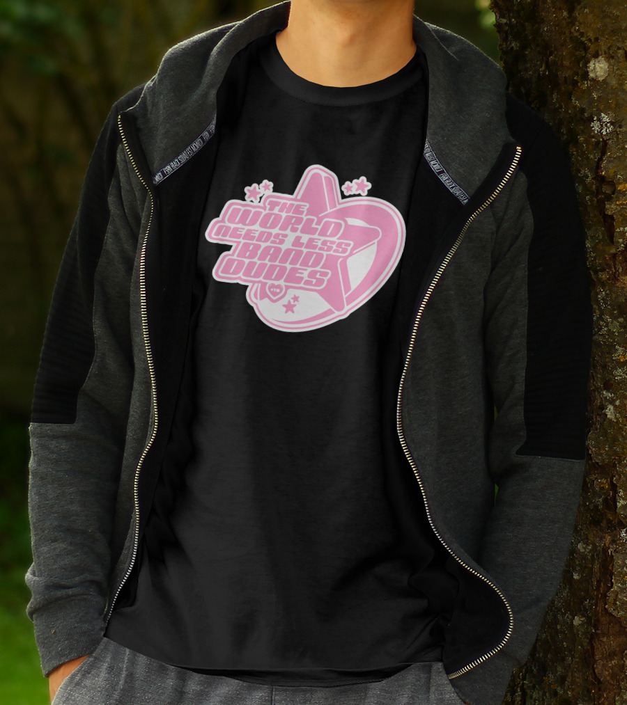 The World Needs Less Band Dudes Star Heart Pink Graphics T-Shirt