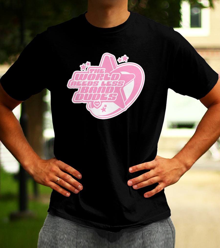 The World Needs Less Band Dudes Star Heart Pink Graphics T-Shirt