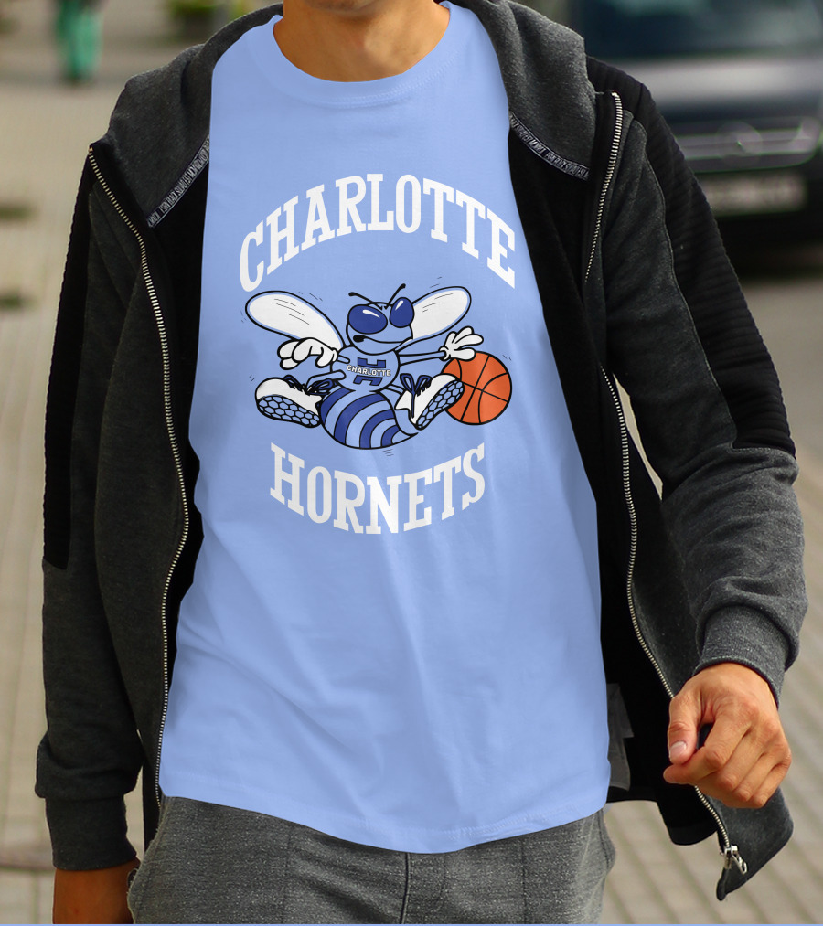 Charlotte Hornets Buzzing Basketball Mascot T-Shirt