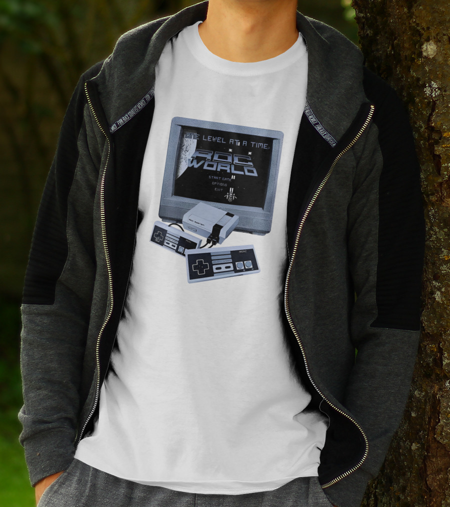 Rdc World NES One Level At A Time Retro Gaming Console And Controllers T-Shirt