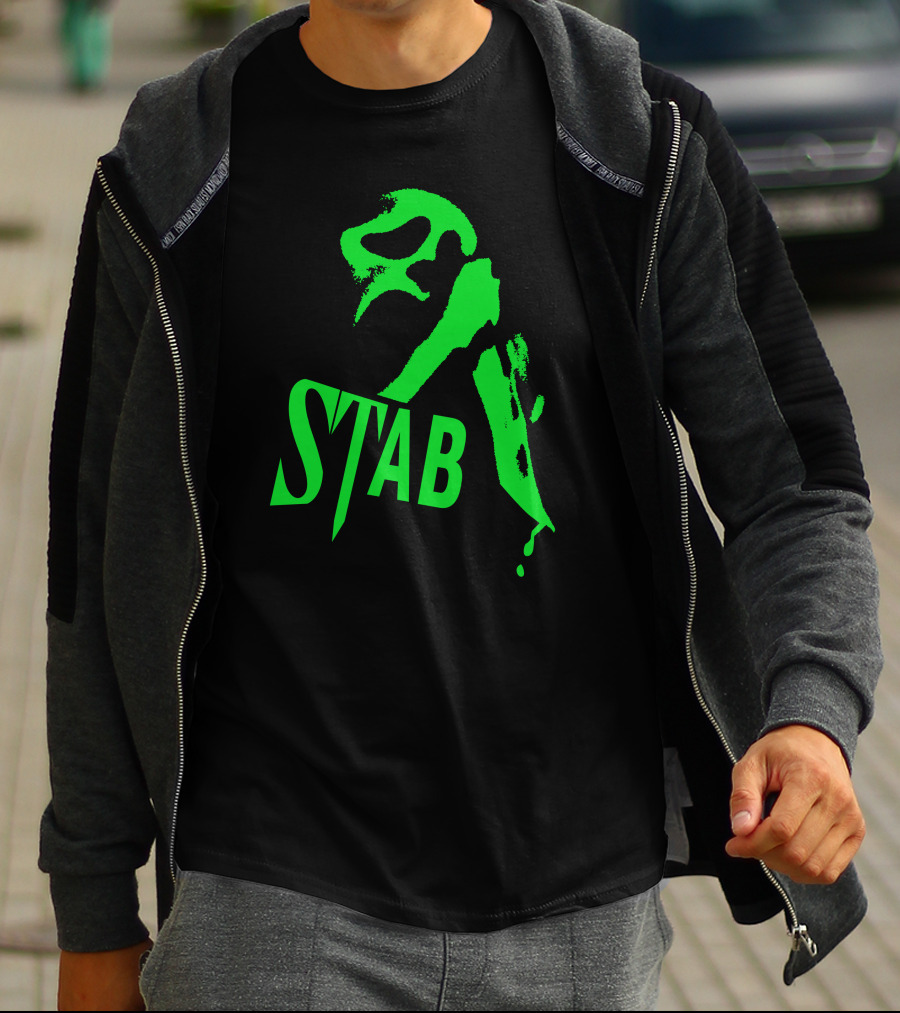 Ghostface Stab Green Mask Dripping Knife T-Shirt