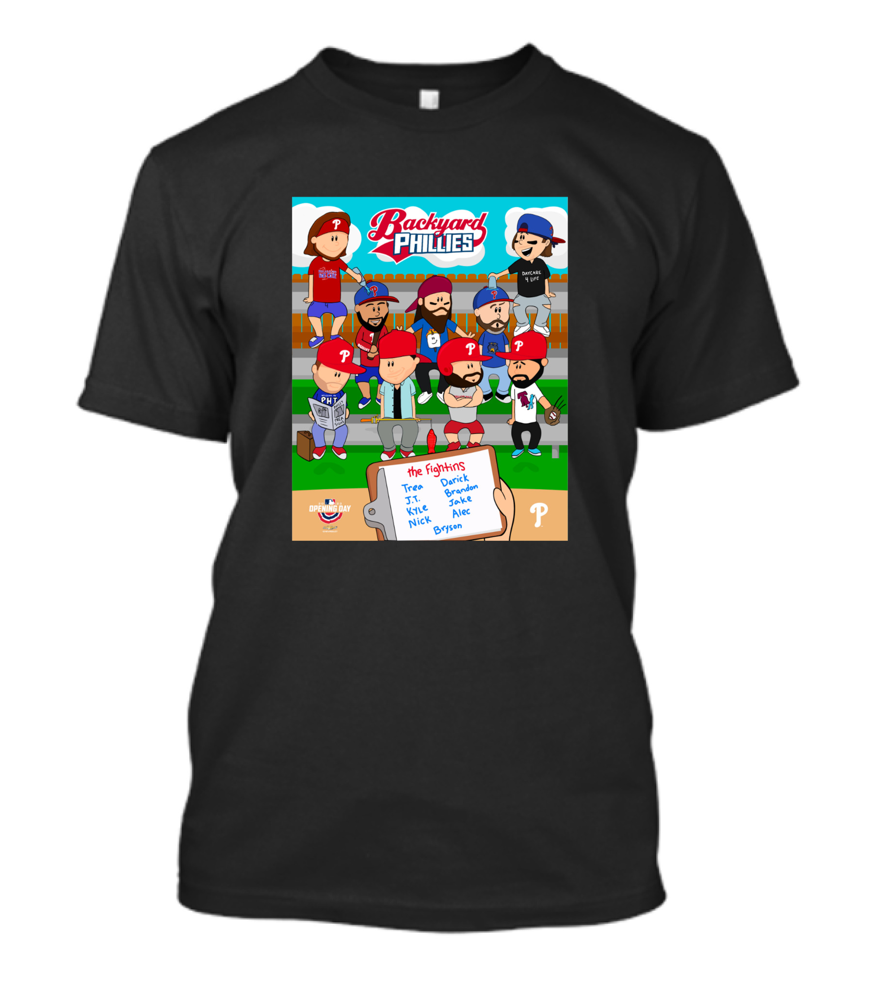 Backyard Phillies Opening Day Fightins Team Names Player Icons T-Shirt