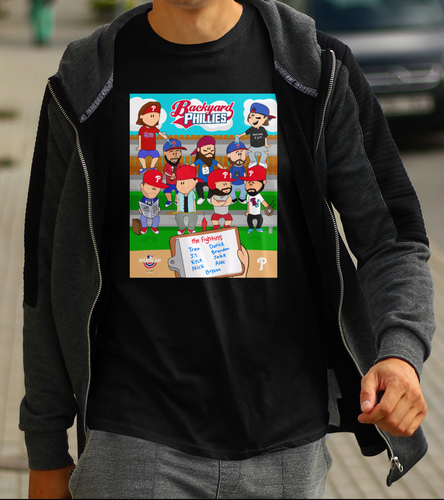 Backyard Phillies Opening Day Fightins Team Names Player Icons T-Shirt