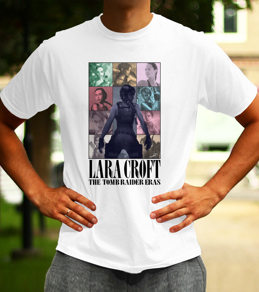 Lara Croft Character Evolution Through The Tomb Raider Eras T-Shirt