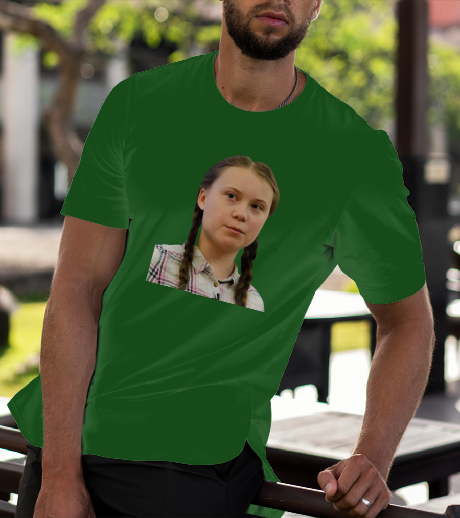 Greta’s Face Green Background T-Shirt