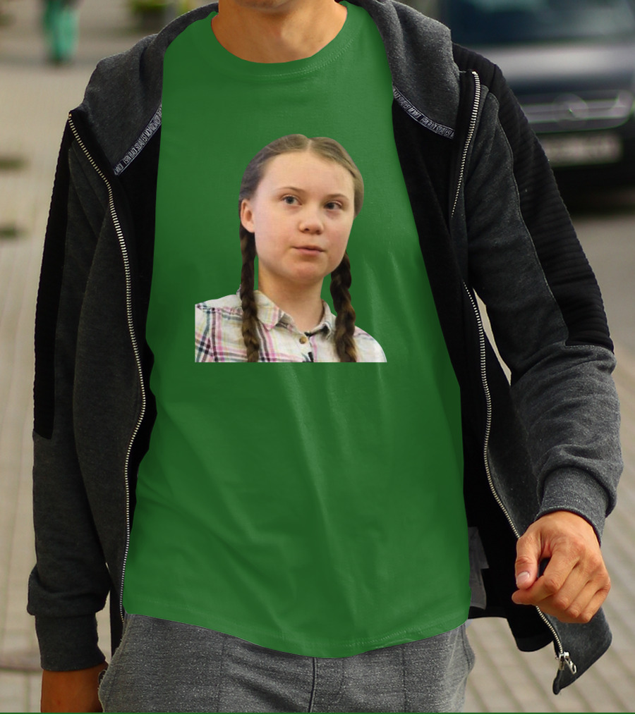 Greta’s Face Green Background T-Shirt