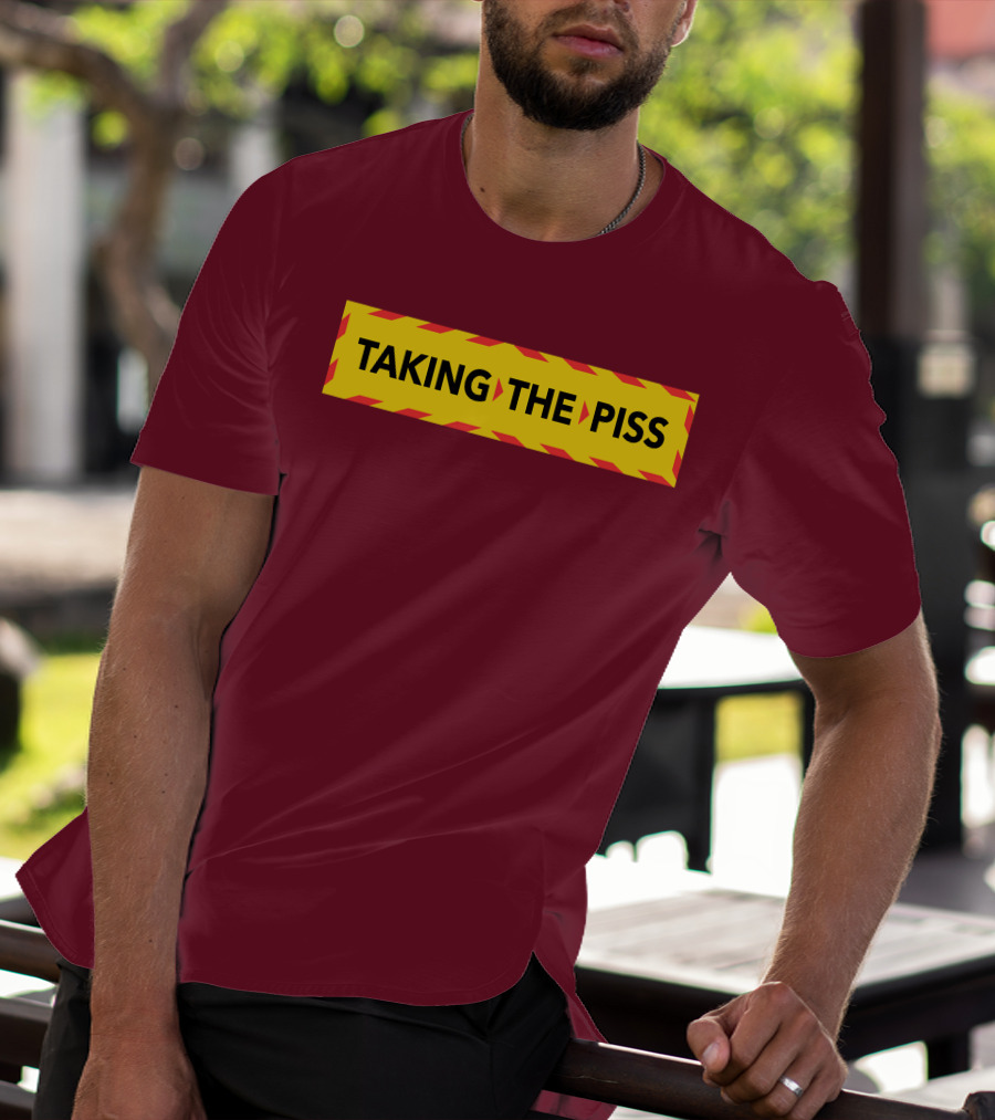 TAKING THE PISS Yellow Black Striped Warning Sign T-Shirt