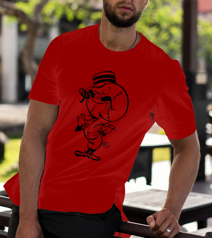 Cigar-Smoking Baseball Head Cartoon With Hat T-Shirt