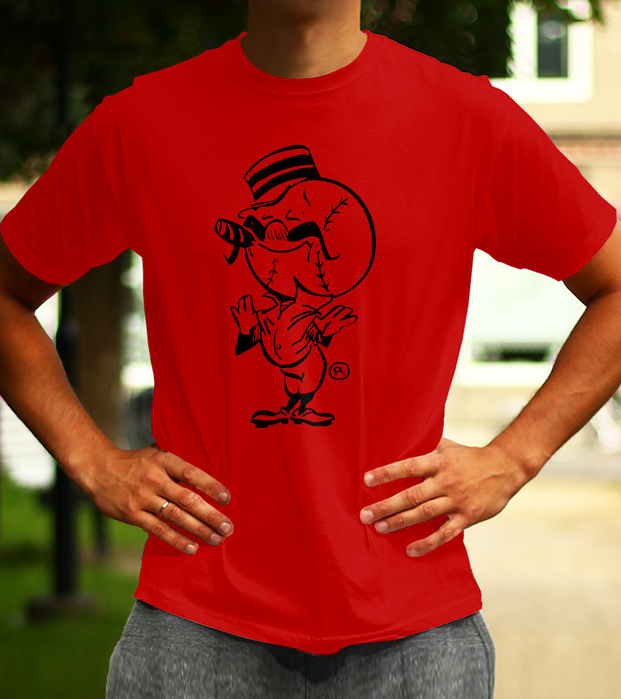 Cigar-Smoking Baseball Head Cartoon With Hat T-Shirt