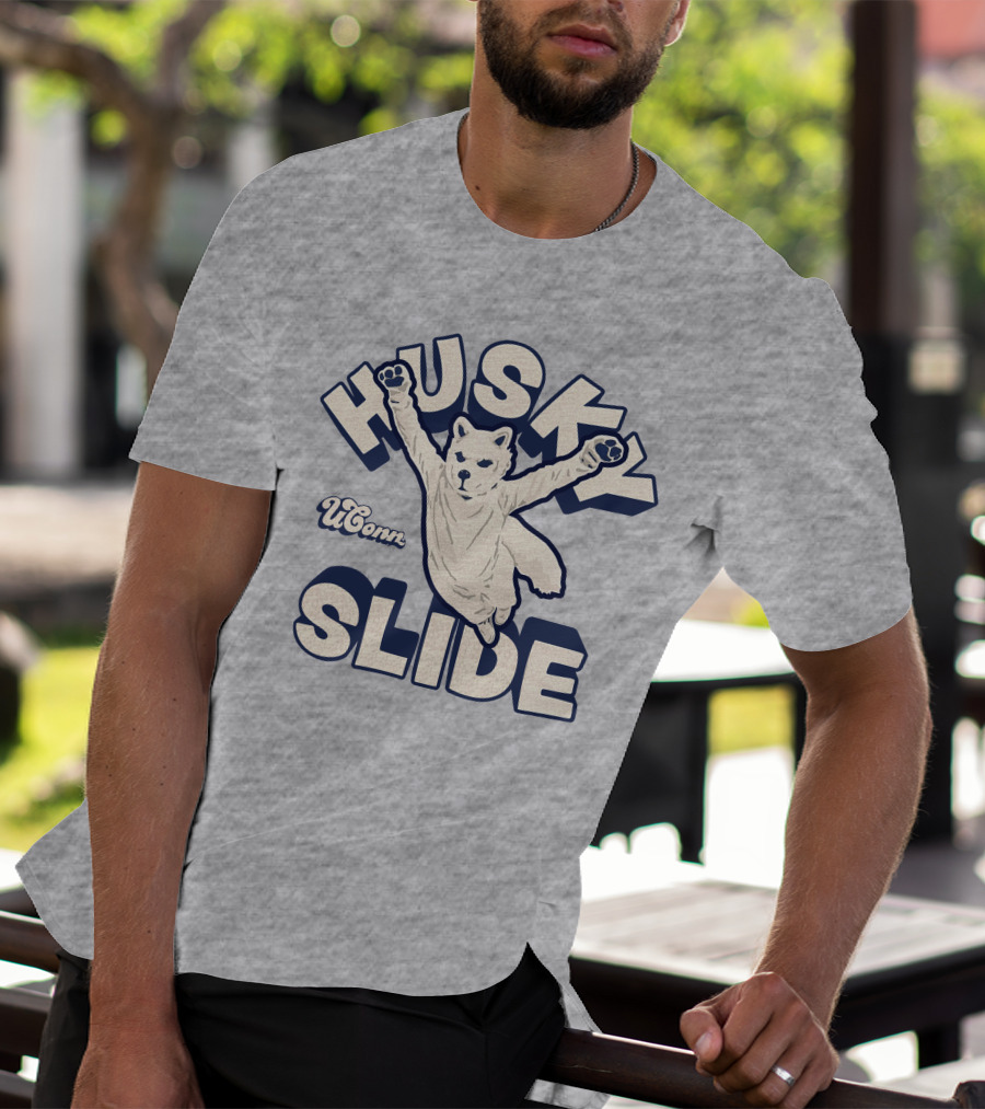Husky UConn Slide Jumping Mascot T-Shirt