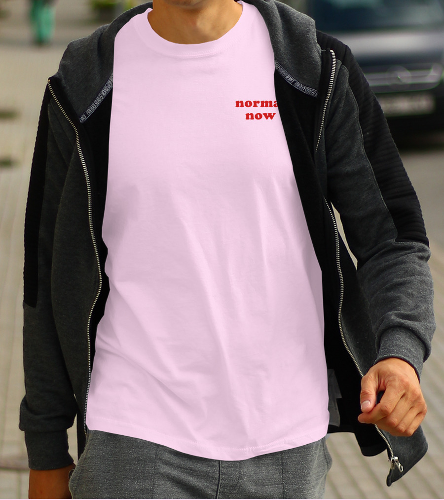 Normal Now Text Red On Light Pink T-Shirt