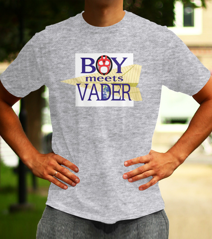 BOY Meets VADER Star Wars Parody Earth Paper Plane T-Shirt