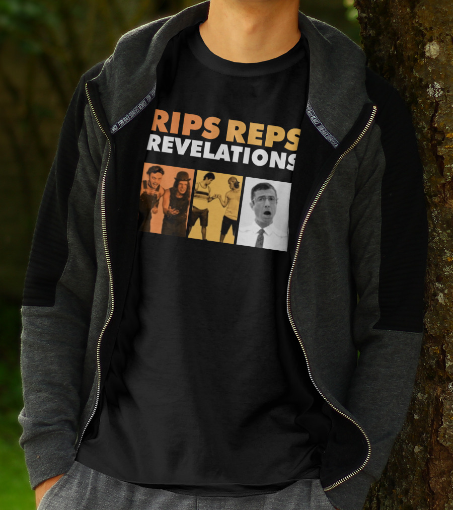 Rips Reps Revelations Classic Comedy Flexing Surprised Expression T-Shirt