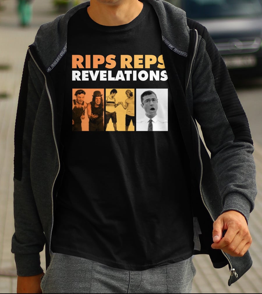 Rips Reps Revelations Classic Comedy Flexing Surprised Expression T-Shirt