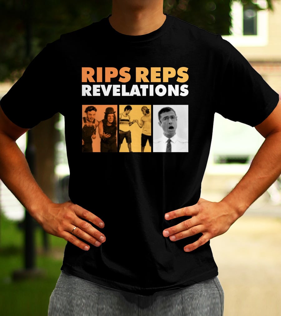 Rips Reps Revelations Classic Comedy Flexing Surprised Expression T-Shirt