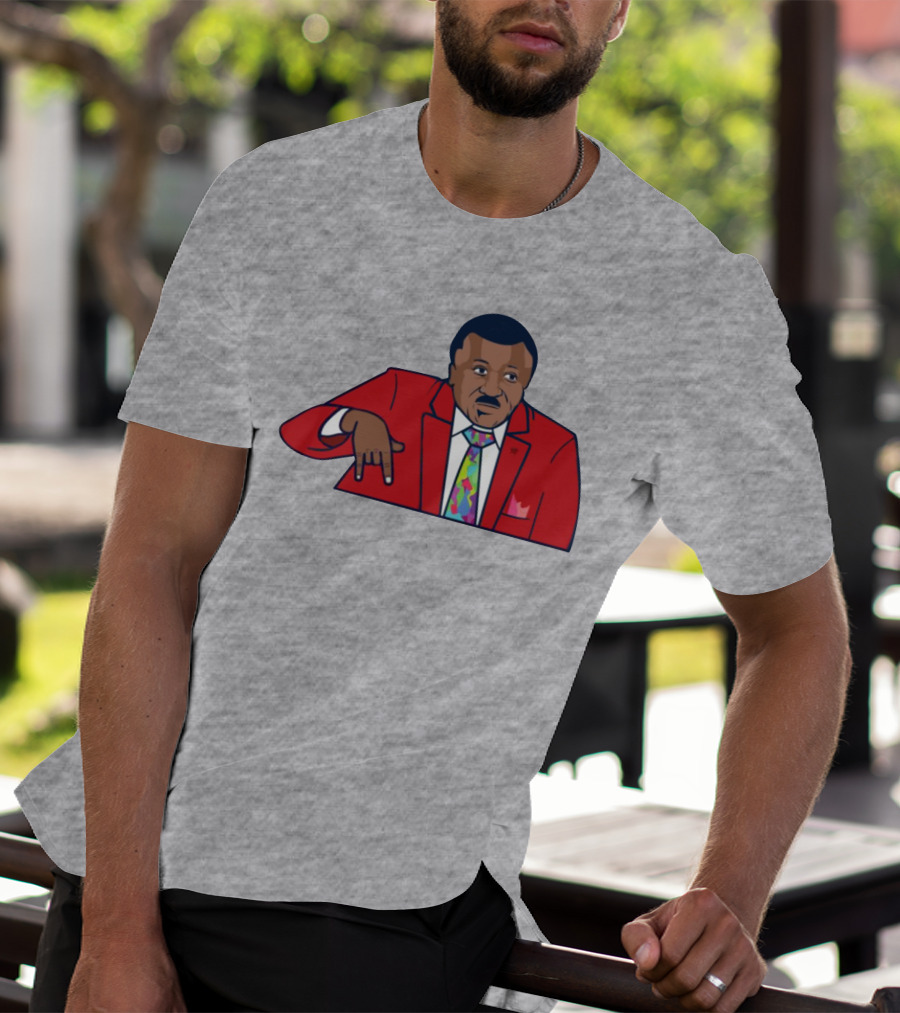 Basketball Analyst Fashion Red Suit Icon Horns Down Gesture T-Shirt