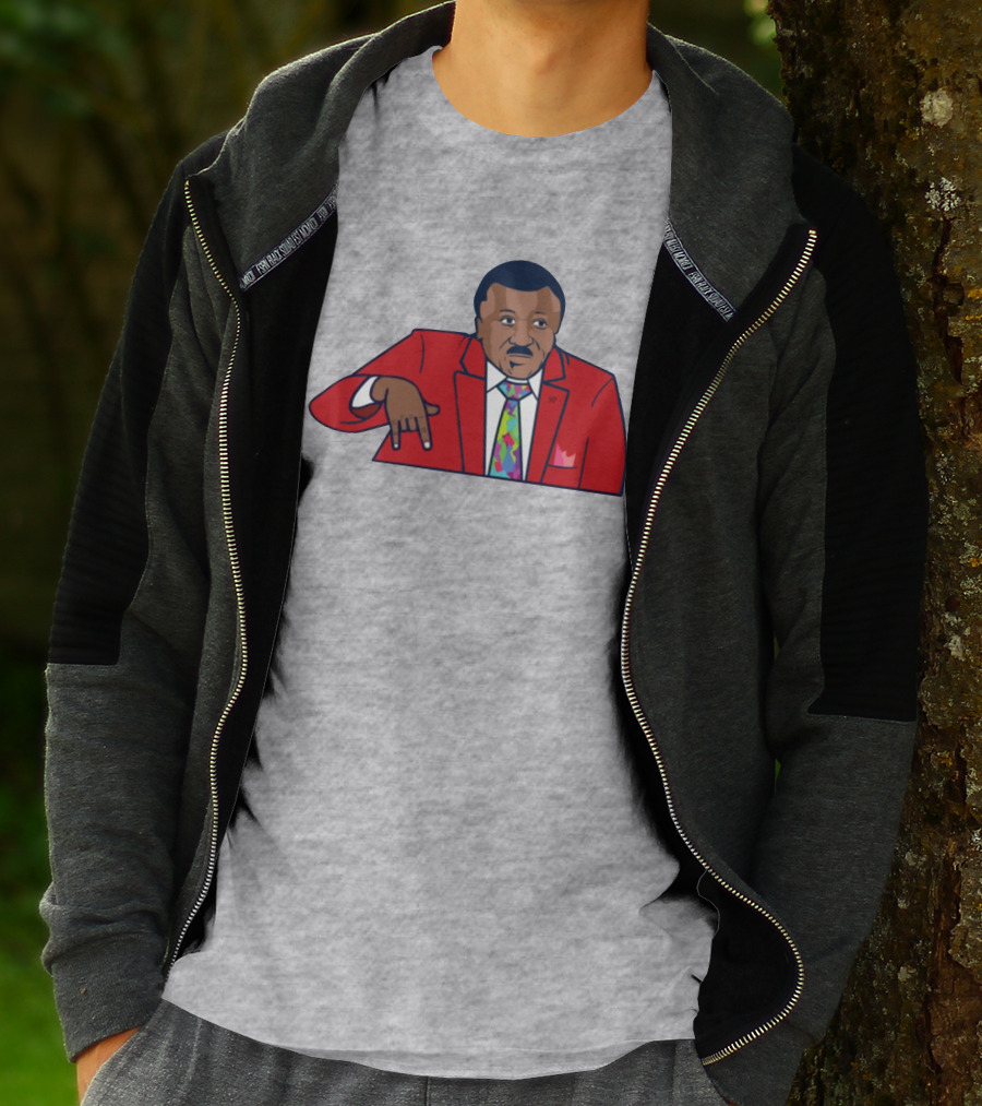 Basketball Analyst Fashion Red Suit Icon Horns Down Gesture T-Shirt