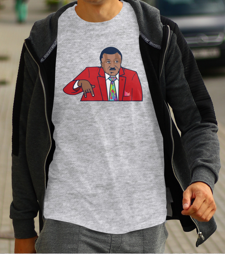 Basketball Analyst Fashion Red Suit Icon Horns Down Gesture T-Shirt