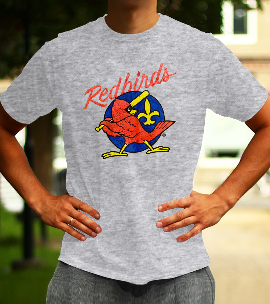 Redbirds Vintage Throwback Blue Circle Fleur-de-Lis T-Shirt