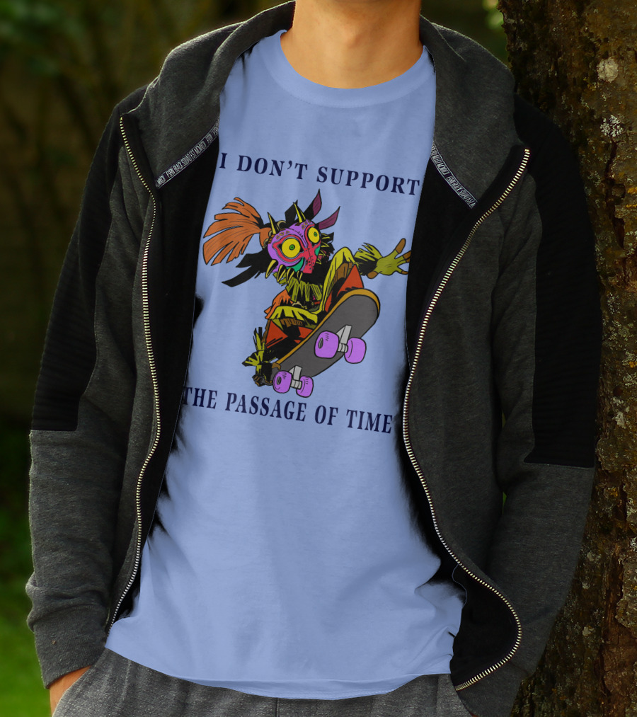 I Don't Support The Passage Of Time Skateboarding Masked Character T-Shirt