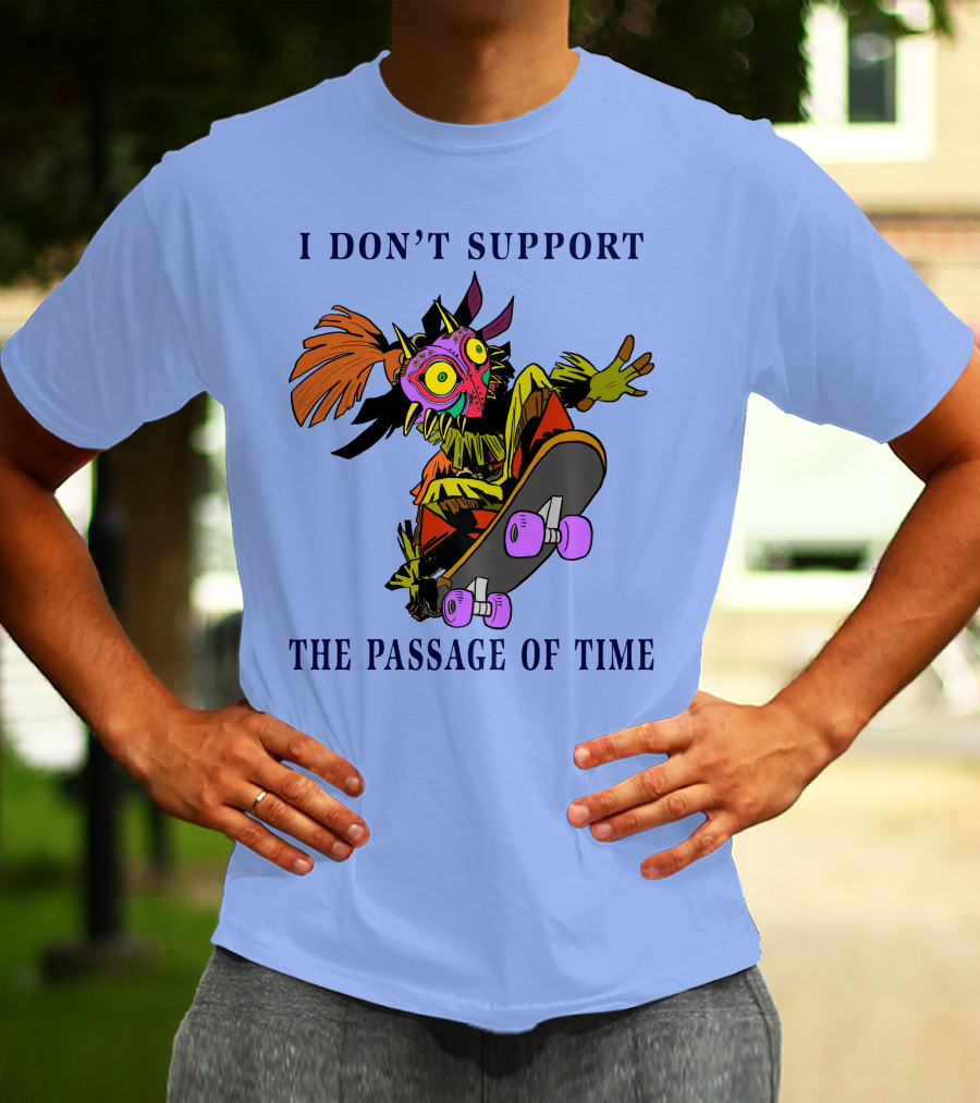 I Don't Support The Passage Of Time Skateboarding Masked Character T-Shirt