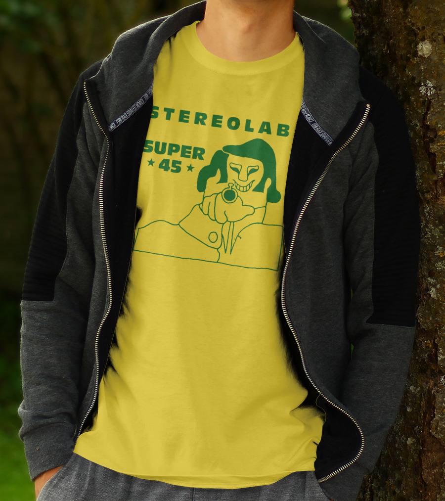 Stereolab Super 45 Abstract Green Figure With Stars T-Shirt