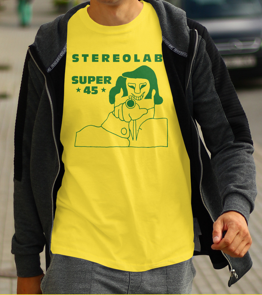 Stereolab Super 45 Abstract Green Figure With Stars T-Shirt