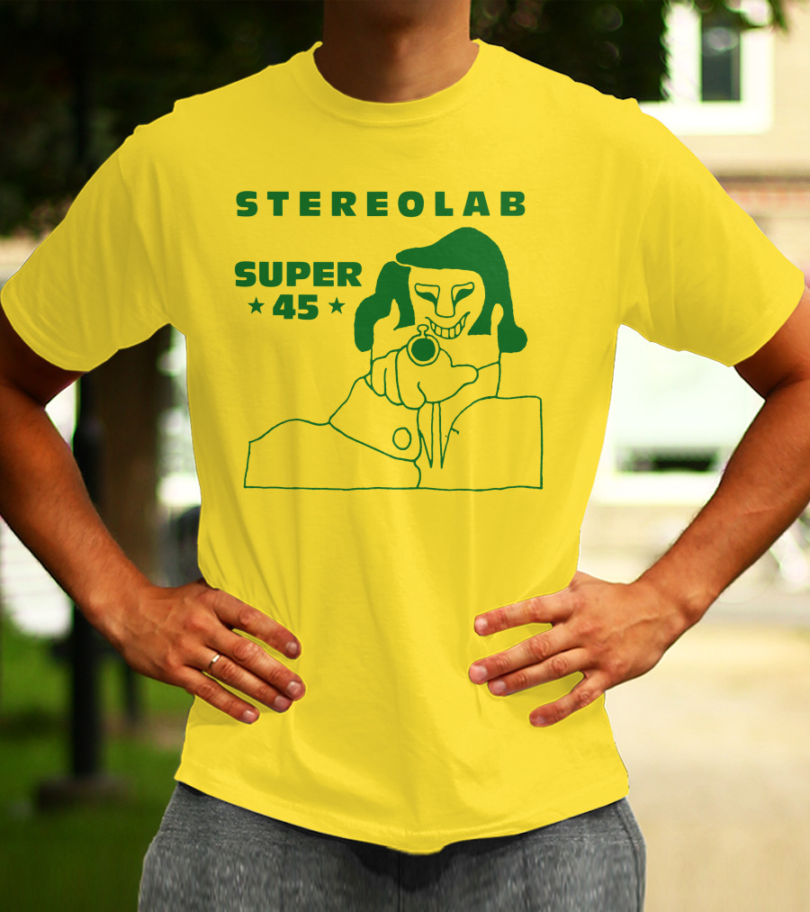 Stereolab Super 45 Abstract Green Figure With Stars T-Shirt