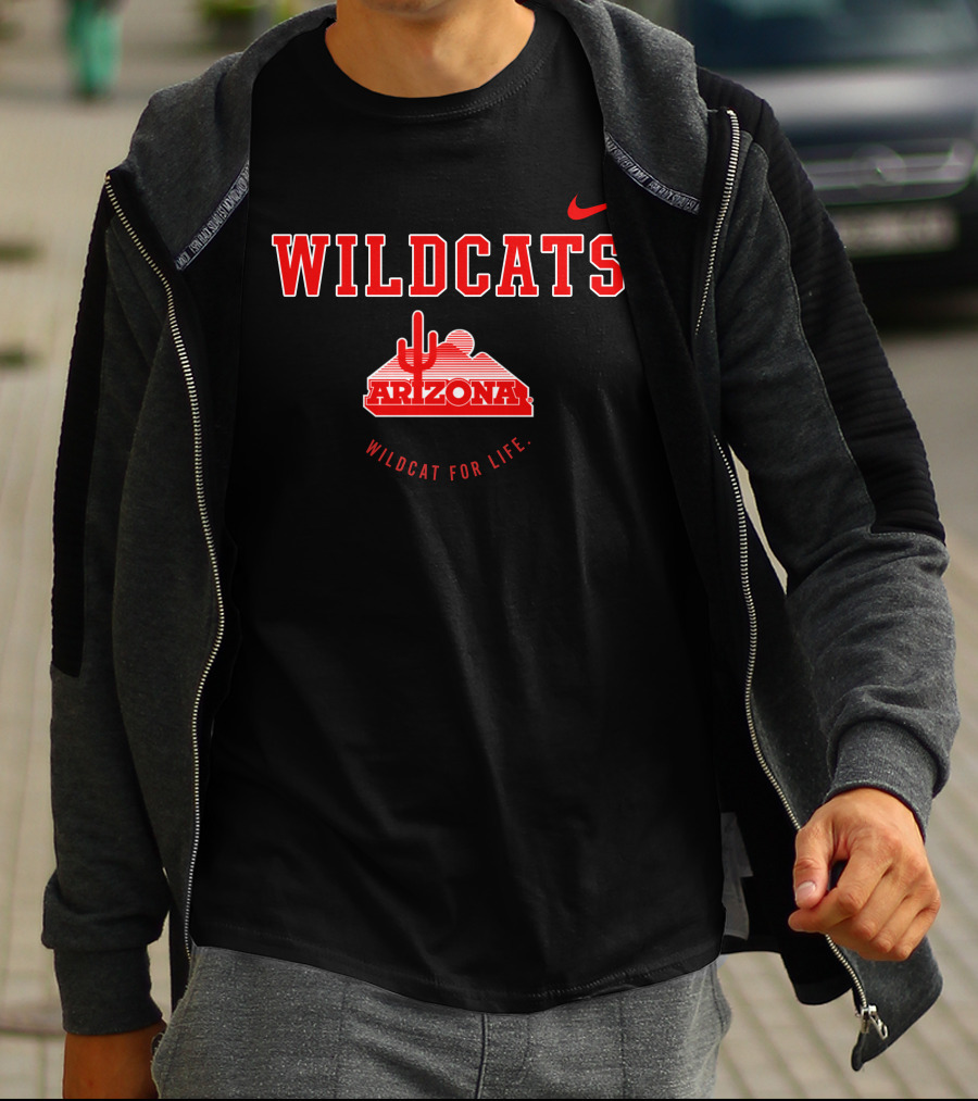 Wildcats Arizona Wildcat For Life Swoosh With Desert Cactus T-Shirt