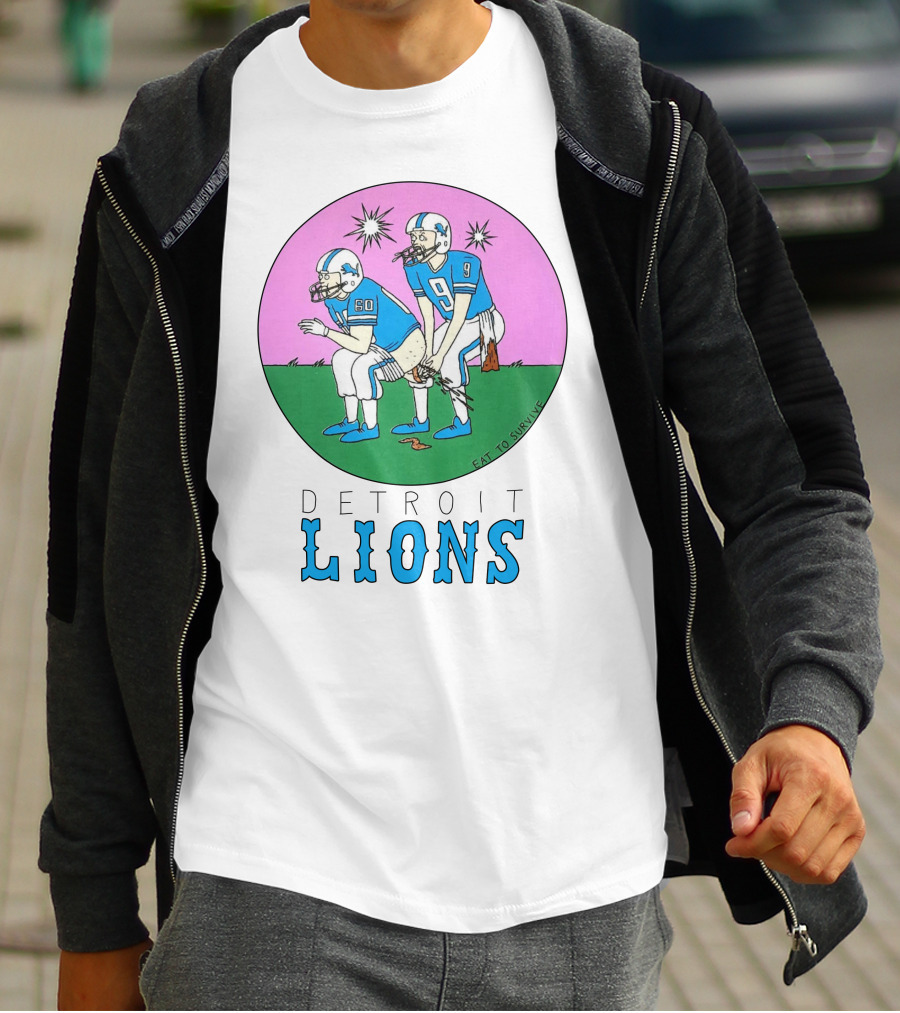 Eat To Survive Detroit Lions Football Comic Humorous T-Shirt