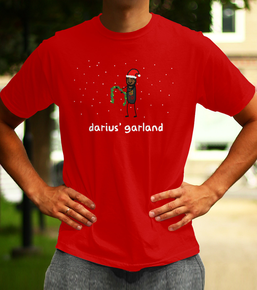 Darius' Garland Festive Christmas Cartoon With Santa Hat And Green Decoration T-Shirt