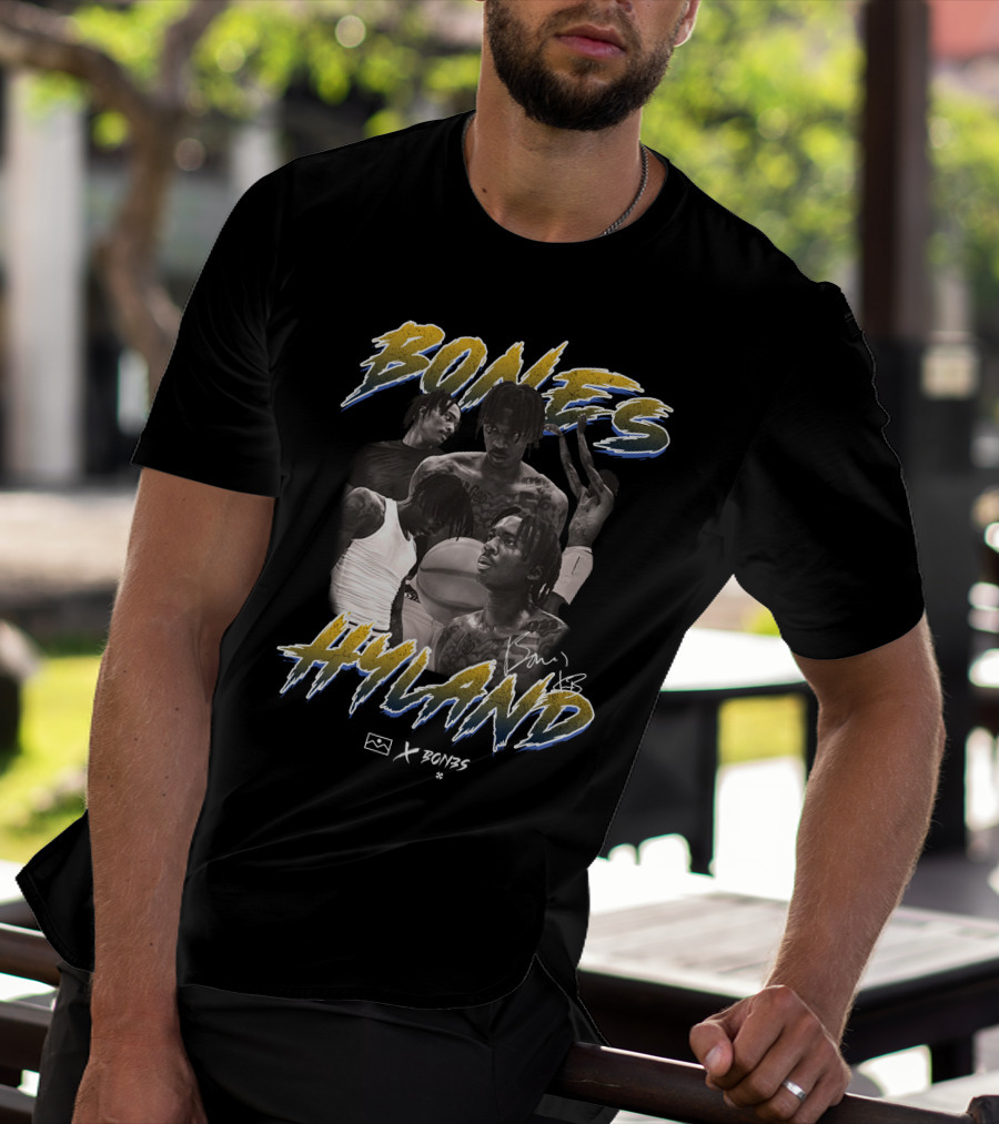 Bones Hyland Vintage Photo Collage Basketball X Bones T-Shirt