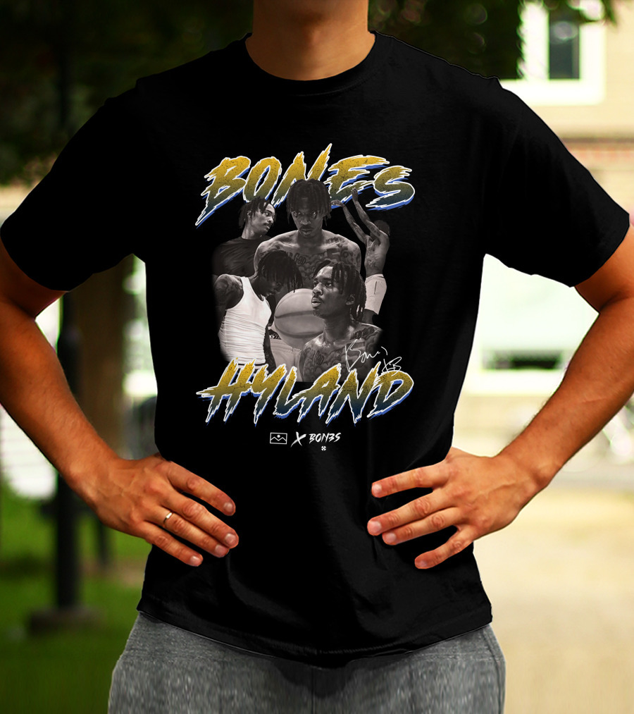 Bones Hyland Vintage Photo Collage Basketball X Bones T-Shirt