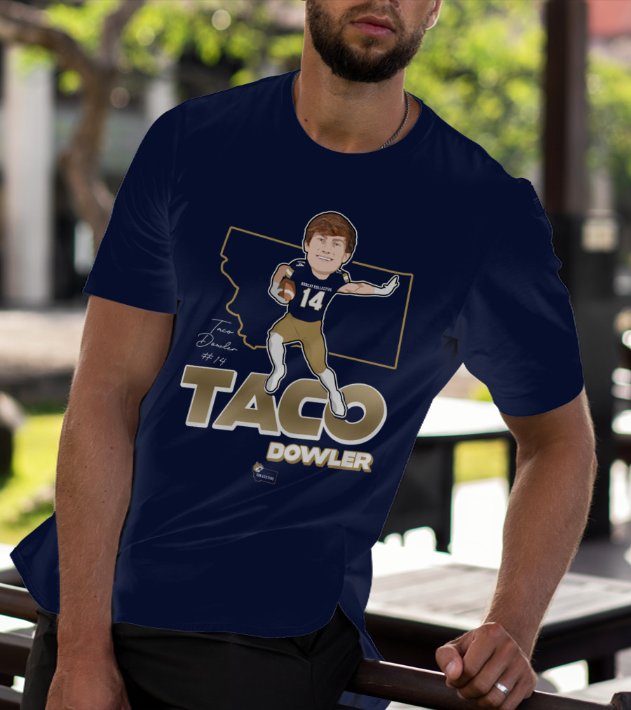 Bobcat Collective Taco Dowler #14 Montana Football T-Shirt