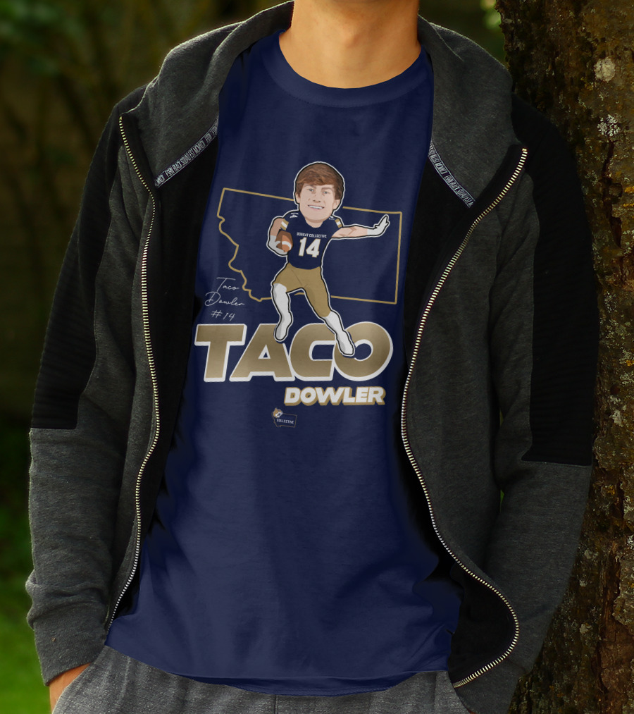 Bobcat Collective Taco Dowler #14 Montana Football T-Shirt