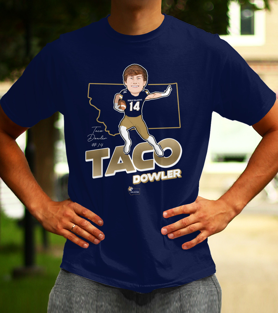 Bobcat Collective Taco Dowler #14 Montana Football T-Shirt