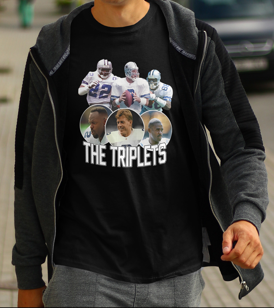 The Triplets Emmitt Smith Troy Aikman Michael Irvin Cowboys Legends T-Shirt