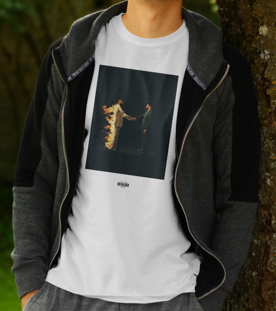 Boston Celtics 18/19 Jayson Tatum Jaylen Brown Handshake Fire T-Shirt