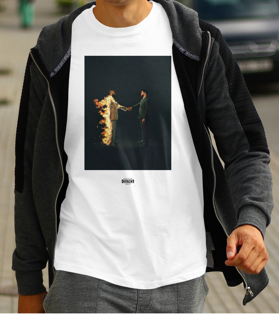 Boston Celtics 18/19 Jayson Tatum Jaylen Brown Handshake Fire T-Shirt