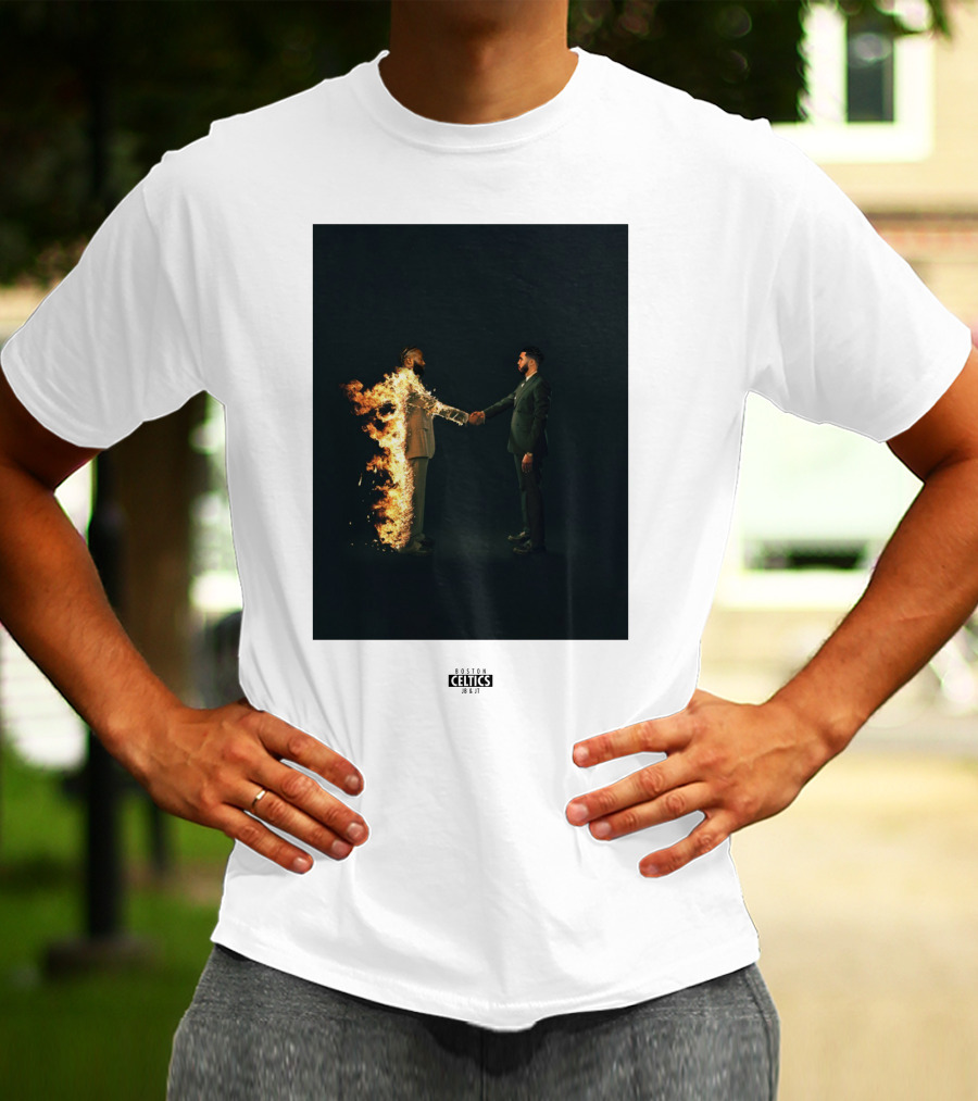 Boston Celtics 18/19 Jayson Tatum Jaylen Brown Handshake Fire T-Shirt
