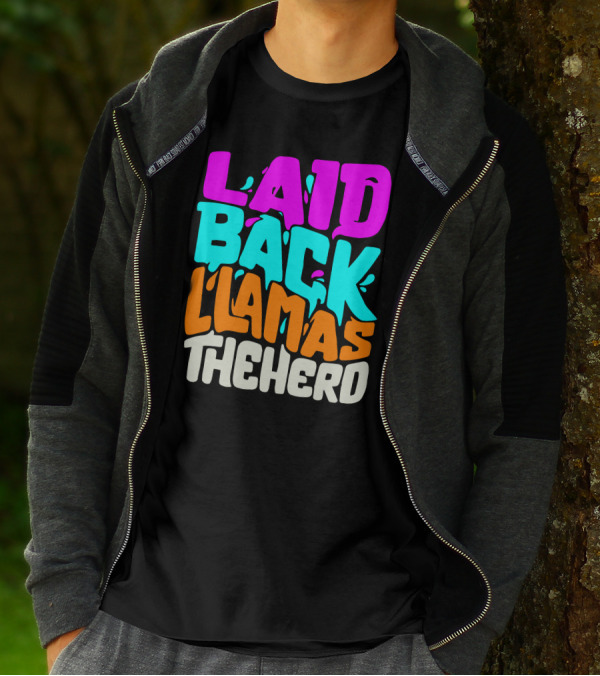 Laid Back Llamas The Herd Vibrant Typography T-Shirt