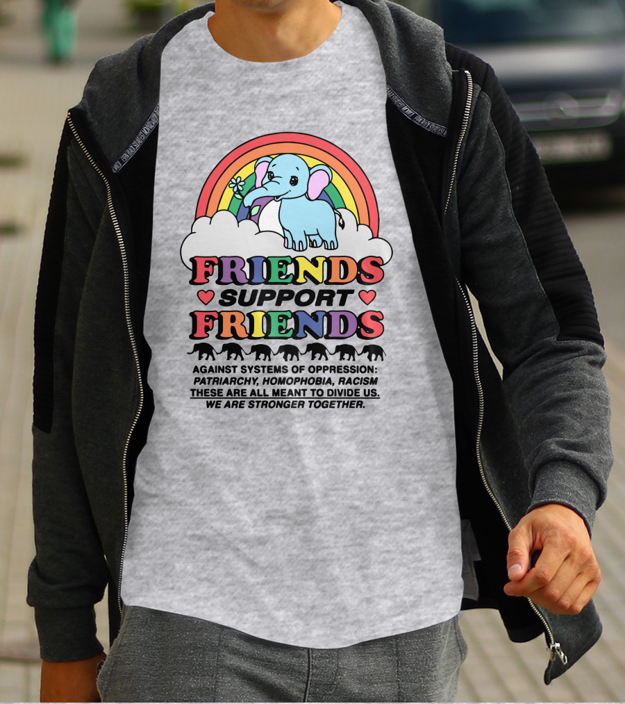 Friends Support Friends Against Systems Of Oppression Patriarchy Homophobia Racism We Are Stronger Together T-Shirt