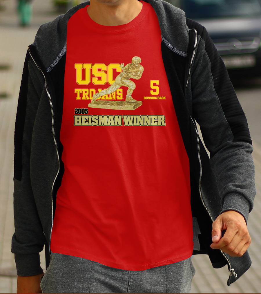 USC Trojans 5 Running Back 2005 Heisman Winner Football Achievement T-Shirt