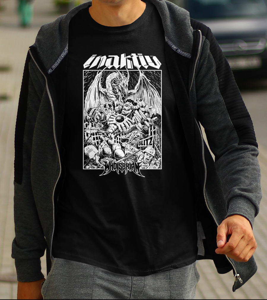 Inaktiv Whoisbrian Blitz Dragon Robot Battle Scene T-Shirt