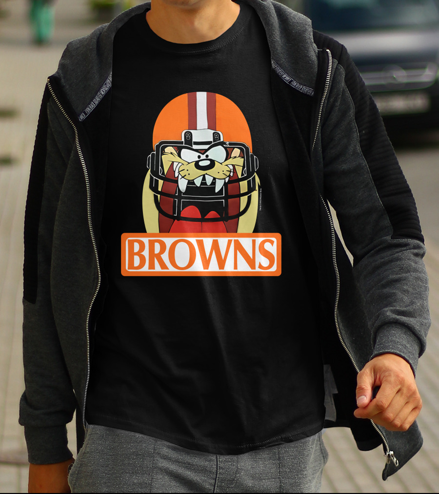 Browns 1993 Cleveland Warner Bros Tazmanian Devil Helmet T-Shirt