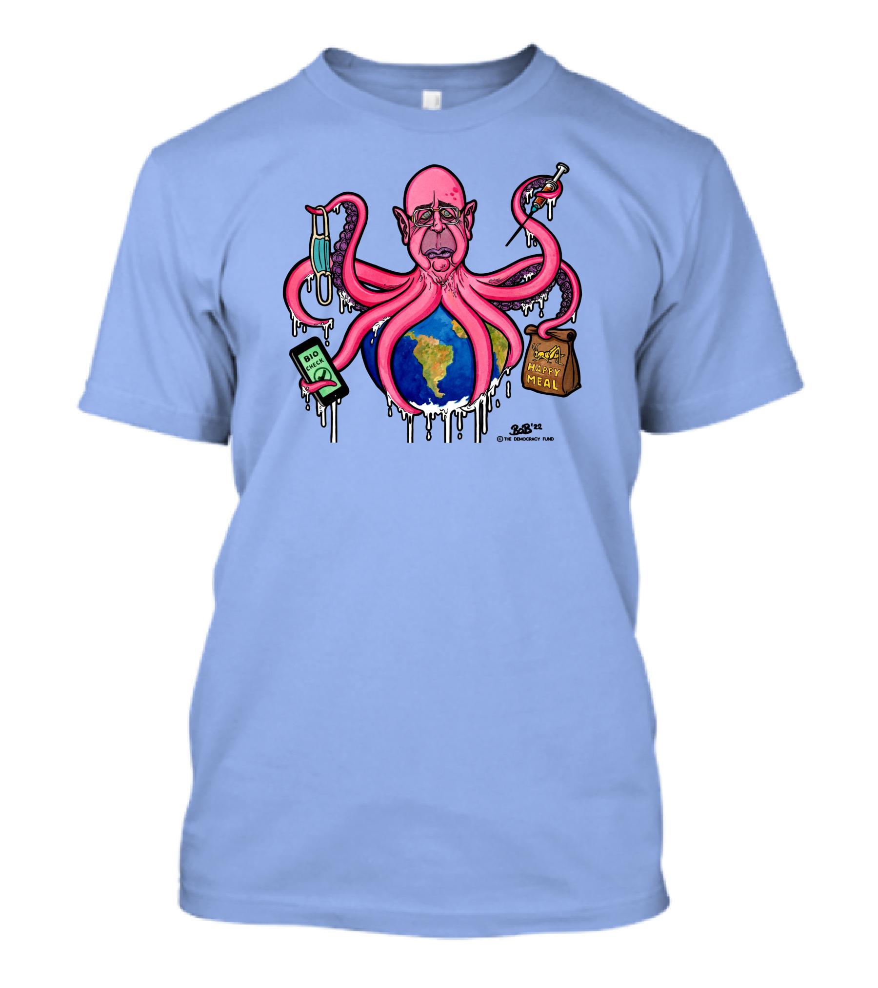 Schwabtopus Earth Bio Check Mask Happy Meal Dripping Syringe T-Shirt