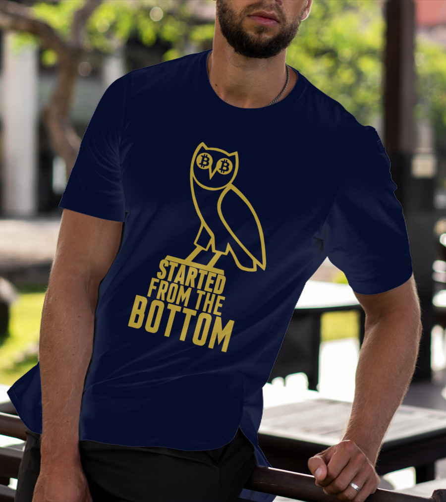 Mr Hodl Bitcoin Started From The Bottom Owl Bitcoin Eyes T-Shirt