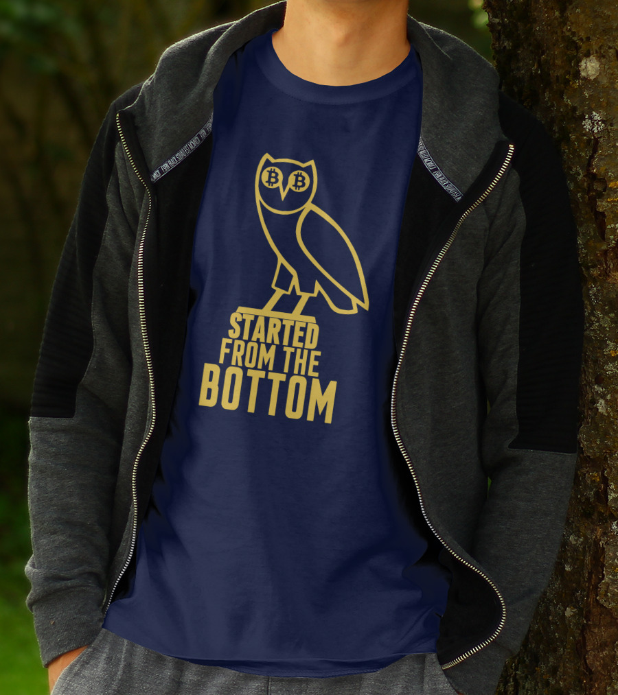 Mr Hodl Bitcoin Started From The Bottom Owl Bitcoin Eyes T-Shirt