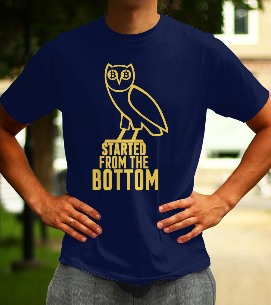 Mr Hodl Bitcoin Started From The Bottom Owl Bitcoin Eyes T-Shirt