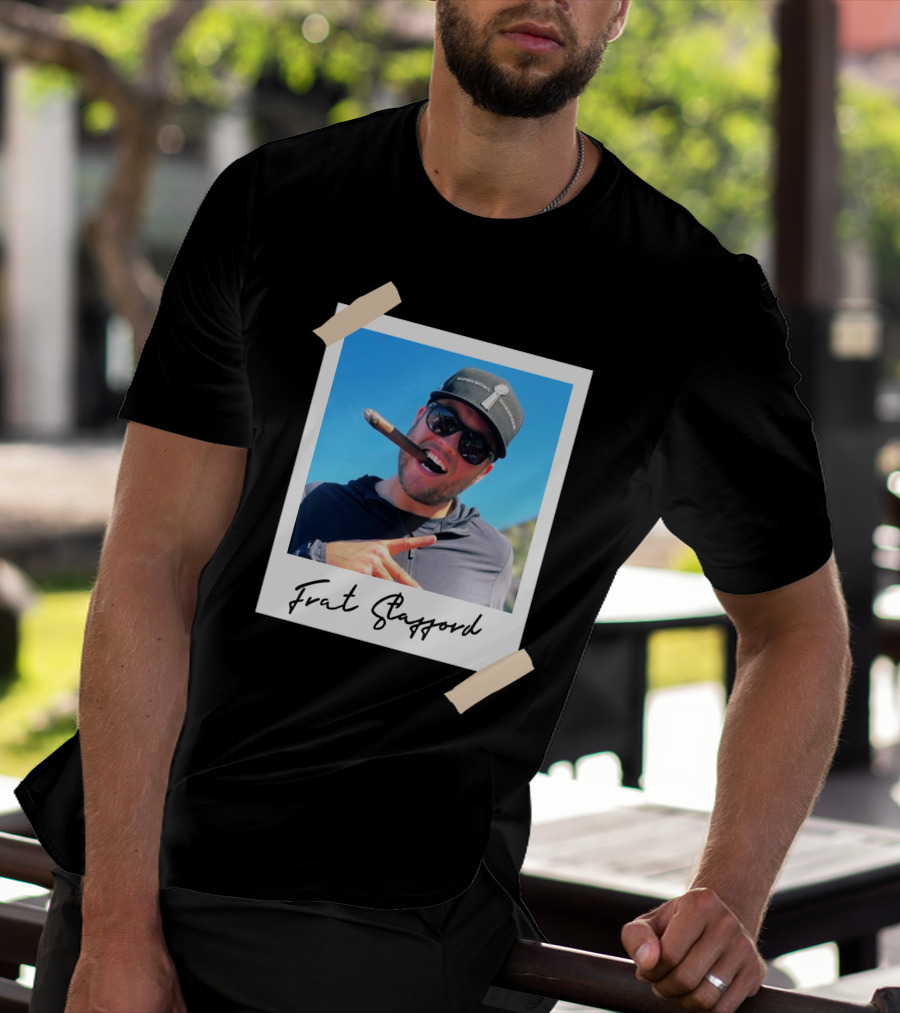 Frat Stafford Cigar Photo Wearing Hat T-Shirt